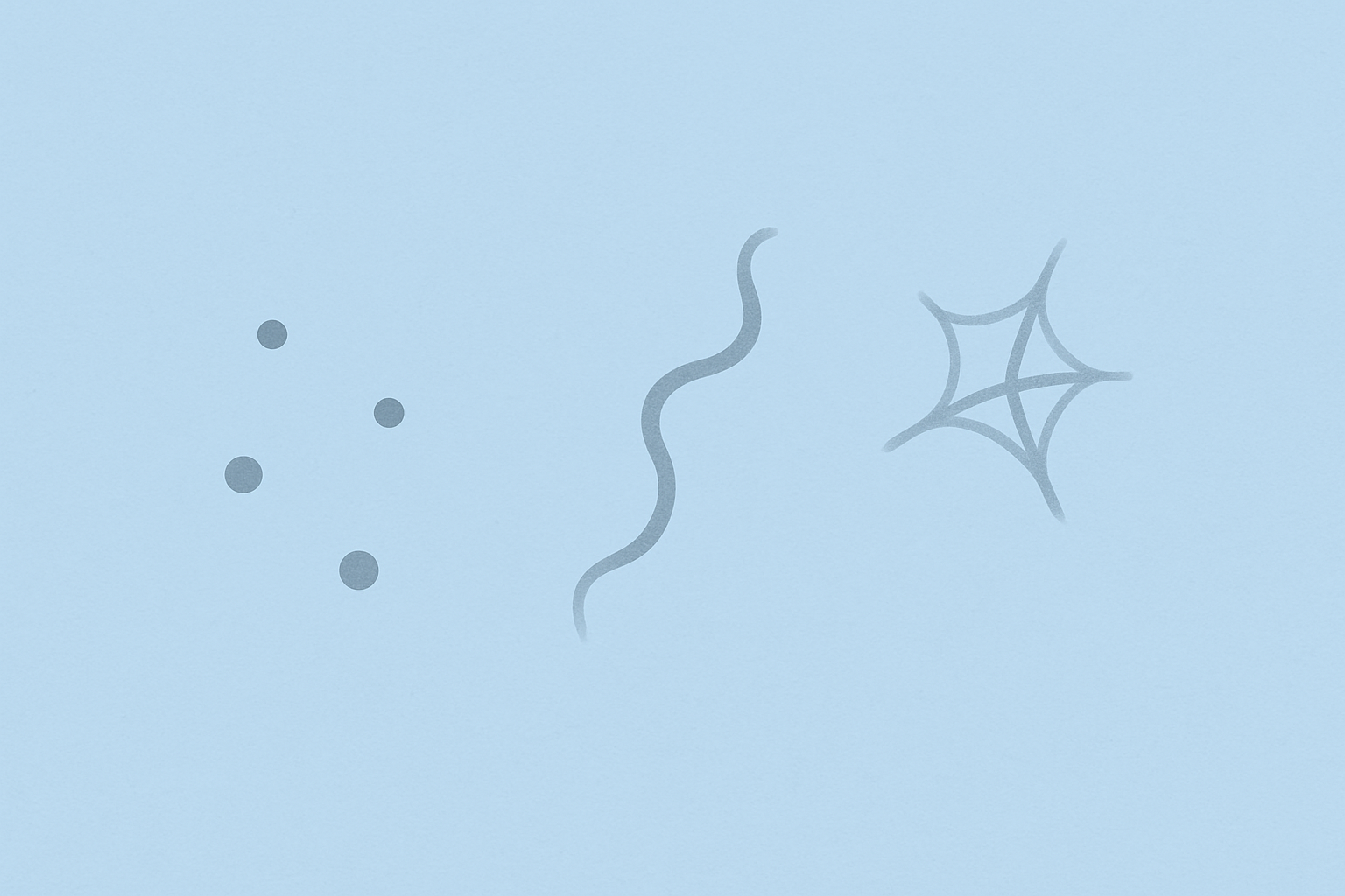 Illustration representing common eye floaters like spots, lines, and cobwebs.